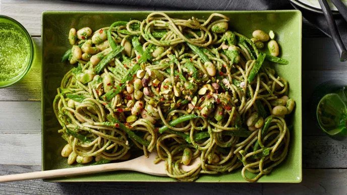 Green Bean Pasta With Cashew Pesto