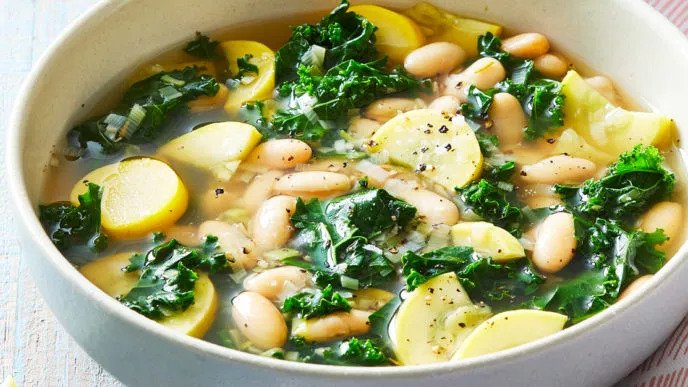Summer Squash Soup With White Beans And Kale