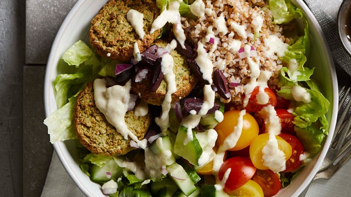 Greek Salad with Air Fryer Falafel