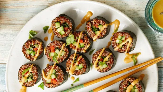Quinoa Sushi with Thai Peanut Dipping Sauce
