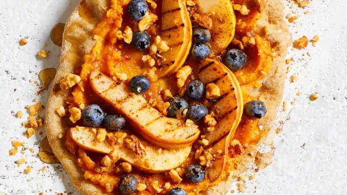 Sweet Potato, Pear, and Blueberry Flatbreads