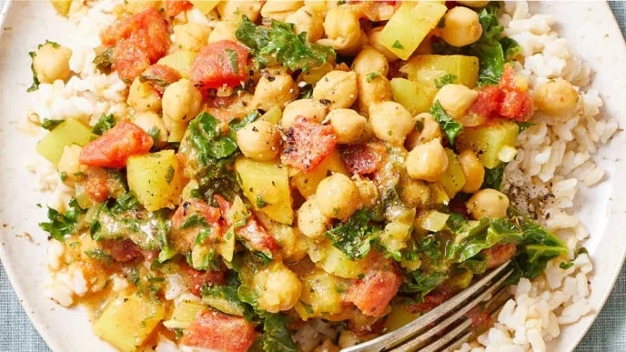 Chickpea Curry Stew With Kale