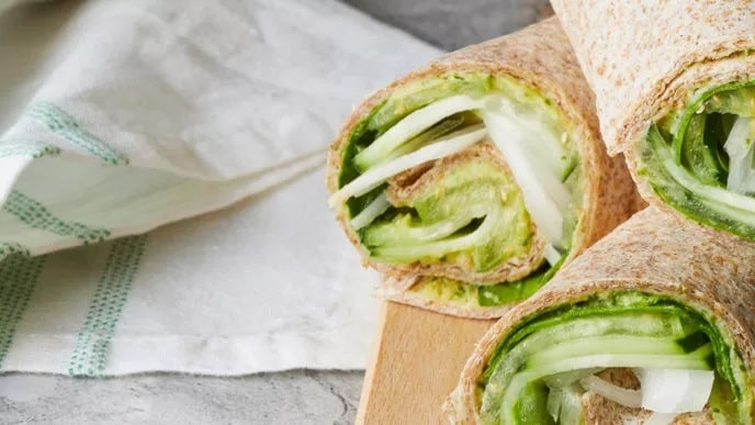 Spinach-Tomatillo Wraps With Hearty Tahini Spread