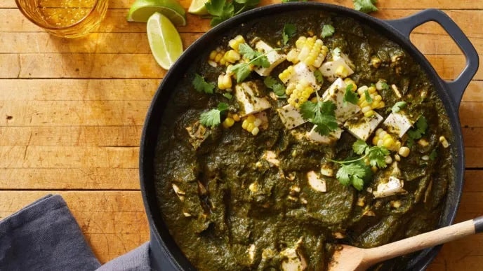 Beet Greens And Spinach Saag With Tofu