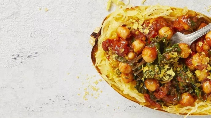 Kale Arrabbiata-Stuffed Spaghetti Squash