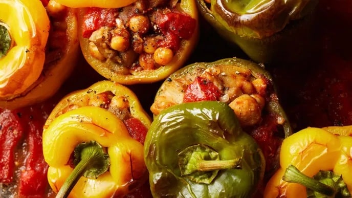 Spiced Eggplant-Stuffed Peppers