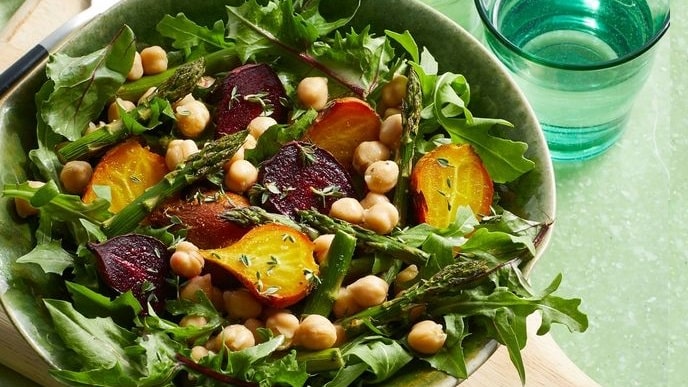 Dandelion Greens Salad with Roasted Baby Beets