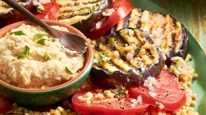 Greek-Style Grilled Eggplant-Steak Supper