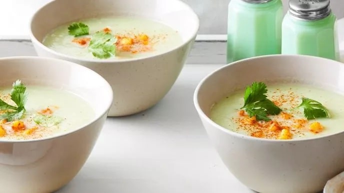 Chayote Soup with Roasted Hominy
