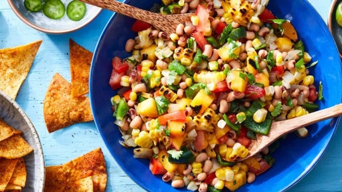 Peach-Corn Salsa with Chili-Lime Chips