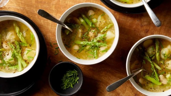 Asparagus Potato and Butter Bean Soup