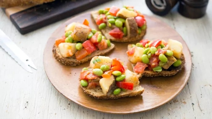 Potato-Edamame Hash on Toast